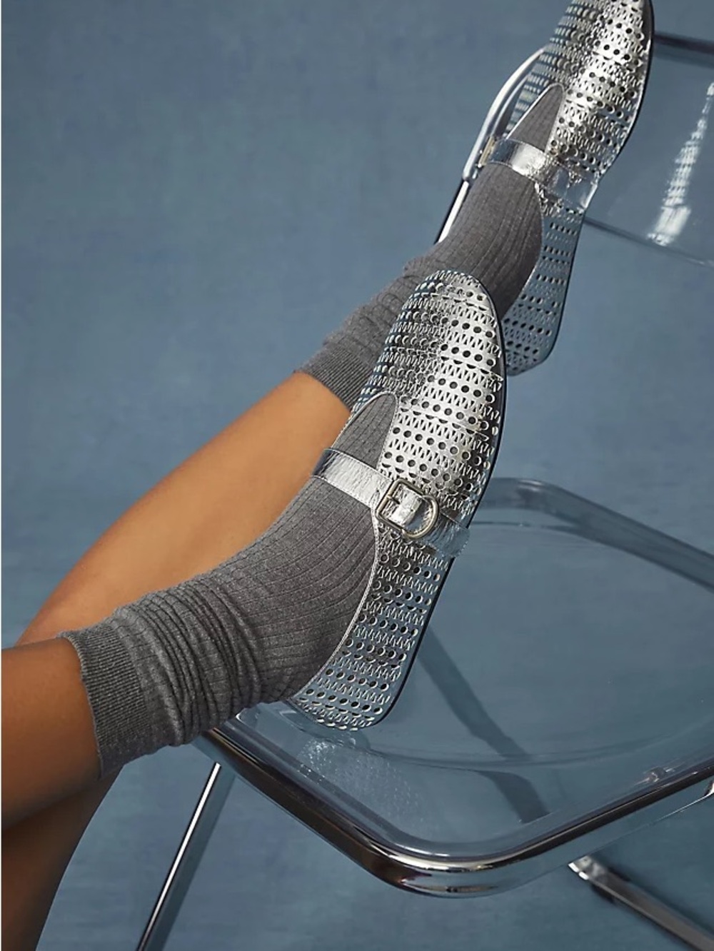 Jeffrey Campbell Shelly Mary Jane Silver Metallic
